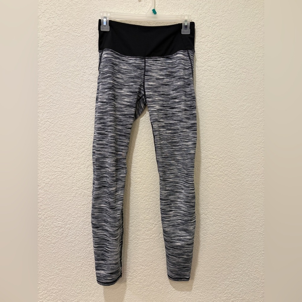 H&M Sport High Waisted Leggings Gray Black Space Dye Stretch Activewear S